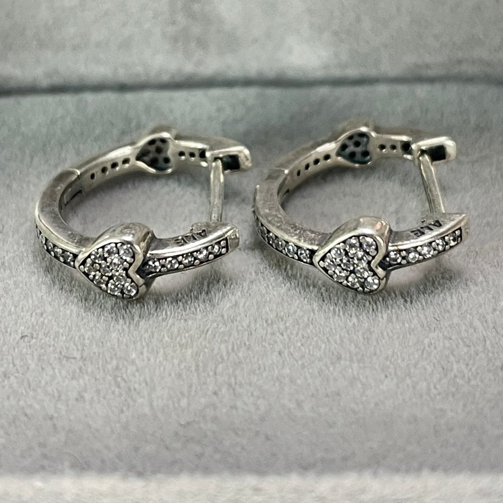 Pandora Pavé Heart Hoop Earrings